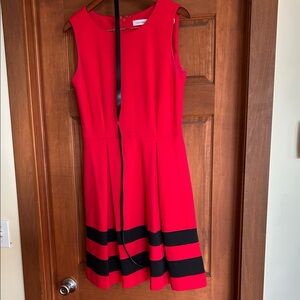 Calvin Klein Red and Black Midi Dress
